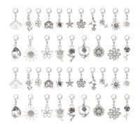 CRAFTYMELODY 60Pcs Clip on Charm 20 Styles Alloy Flower Pendant Decorations with Lobster Claw Clasps Dangle Charms for Necklaces Bracelet Bag Ornaments Key Chain Jewelry Making DIY Craft