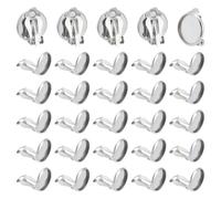 CRAFTYMELODY 60Pcs Clip-On Earring Findings Flat Back Tray Earring Clips Stainless Steel Cabochon Settings Non-Pierced Ear Components Converters for DIY Jewelry Making 16x14x8mm