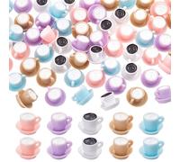 CRAFTYMELODY 60Pcs Mini Resin Coffee Cup Charms Micro Landscape Model Ornaments 5 Styles Decorations Hanging Ornament for DIY Earring Keychain Necklace Jewelry Making Decor Accessories