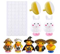CRAFTYMELODY 60Pcs Plastic Duck Plug with 120Pcs Acrylic Double-sided Round Adhesive Tape Duck Holder Mixed Color for Car Dashboard Fixed Display Mount for Car Dash Rubber Ducks Accessories