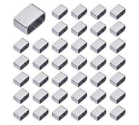 CRAFTYMELODY 60Pcs Slide Charms 201 Stainless Steel Rectangle Slide Beads Large Hole Leather Cord Slider Loose Beads 6x10x5.5mm Locking Clip for Wristbands Bracelets Necklace Jewelry Making