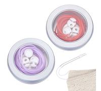 CRAFTYMELODY 6m 2 Colors Hollow Pipe Rubber Tube Cords with 6Pcs Double Hole Drawstring Stopper Fastener Buttons with 2Pcs Iron Boxes Knitting Stitches Holder for Bracelet Jewelry Making Red Purple