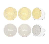 CRAFTYMELODY 6Pcs 2 Colors Yes No Letter Challenge Coin 1.5mm/0.06Inch | Decision Maker, Flipping Metal Coin Golden Silver for Holiday School Office Gifts Party Game Supplies