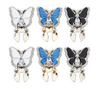 CRAFTYMELODY 6Pcs 3 Colors Butterfly Button Covers Rhinestone Butterfly Button Covers Clip on Blouse Shirt Buttons No Sewing Cufflinks Garment Accessories for Men Women Shirt Sleeve Sewing Craft