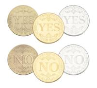 CRAFTYMELODY 6Pcs 3 Colors Iron Yes No Decision Coin Challenge Coin Decision Maker Flip Portable Double Sided Making Flipping for Man Women Party Game Holiday School Office Gift