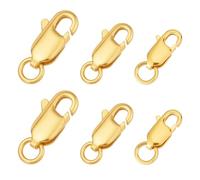 CRAFTYMELODY 6Pcs 3 Styles 925 Sterling Silver Rectangle Lobster Claw Clasps 18K Gold Plated Trigger Clasps with Jump Rings Connector for Necklace Bracelet Jewelry Making Supplies DIY Crafts