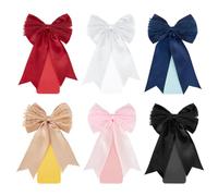 CRAFTYMELODY 6Pcs 6 Color Bow Bookmark Bowknot Page Marker Paper Bookmark with Polyester Bow Elegant Ribbon Bookmarks for Book Love Readers Gifts Coquette Party Favor Red Pink Black Yellow Blue White