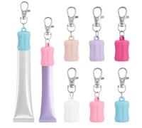 CRAFTYMELODY 6Pcs 6 Colors Lip Gloss Holder Keychain Silicone Lip Balm Keychain Portable Lips Balm Holder with Alloy Platinum Clasps Replacement Portable Keychains Accessories for Lanyard Bags