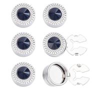 CRAFTYMELODY 6Pcs Button Covers Cufflinks for Men Black Rhinestone Cufflinks Crystal Flat Round Buttons Cufflink Crystal Cuff Links Shirt Buttons Cover for Shirt Dress Business Wedding Anniversary