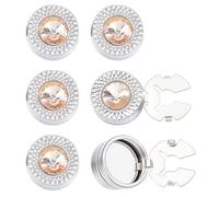 CRAFTYMELODY 6Pcs Button Covers Cufflinks for Men Yellow Rhinestone Cufflinks Crystal Flat Round Buttons Cufflink Crystal Cuff Links Shirt Buttons Cover for Shirt Dress Business Wedding Anniversary