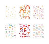 CRAFTYMELODY 6Pcs Cute Iron on Transfer 6 Style DTF Ready to Press Vinyl Iron on Patch Decal Heart Rainbow Butterfly Star Flower Applique Costume for T-Shirts Jacket Pant Clothes Bag DIY Fabric Decor