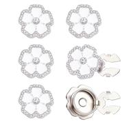 CRAFTYMELODY 6Pcs Flower Rhinestone Button Covers for Women Cuff Links Detachable Cufflinks Buttons Clips Embellishments for Apparel Accessories Formal Business Shirts Clothing Fashion Decoration