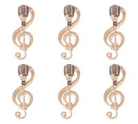 CRAFTYMELODY 6Pcs Microphone Music Note Brooch Pins Platinum Alloy Mircophone Brooches Pin Elegant Misic Note Lapel Pins Costume Accessories for Lanyards Backpacks Clothes Hats Jackets Decor Woman