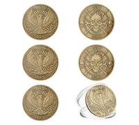 CRAFTYMELODY 6Pcs Skull Yes/No Decision Coin Challenge Coin Decision Maker Flip Portable Double Sided Making Flipping Funny Heads and Tails for Man Women Party Game Holiday Office Antique Bronze