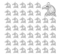 CRAFTYMELODY 70Pcs Eagle Head Charms Tibetan Style Zinc Alloy Eagle Pendant Antique Silver Hawk Charms Animal Pendant DIY Accessories for Necklace Bracelet Keychain Jewelry Making Findings