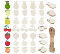 CRAFTYMELODY 70Pcs Wooden Fruit Cutouts Lemon Pineapple Strawberry Peach Cherry Pear Cutouts Unfinished Wooden Crafts Fruit Wood Craft Ornament for Home Party Decoration Craft Project
