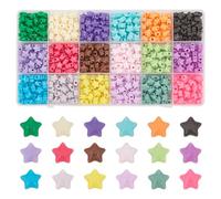 CRAFTYMELODY 720Pcs Acrylic Star Beads 18 Colors Opaque Spacer Beads Colorful Five-Pointed Star Loose Bead Bulk 9x9.5x5.5mm for Bracelets Necklace Earrings Jewelry Making DIY Craft Supplies