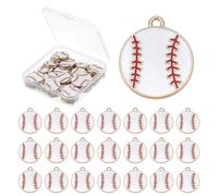 CRAFTYMELODY 75Pcs Baseball Charm Alloy Enamel Baseball Charm Pendants White Softball Charms Sports Charms Pendant Ornament with Loop for Baseballs Team Gifts Bracelet DIY Jewelry Making Supplies
