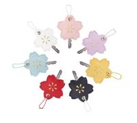 CRAFTYMELODY 7Pcs PU Leather Key Caps Covers 7 Colors Flower Key Covers Caps Cherry Blossom Keys Protector Cover Keys Identifier Rings Labels Protector for Women Men Backpacks Bags Decorations