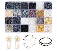 CRAFTYMELODY 8000Pcs Glass Seed Beads 24 Styles Mixed Style Bugle Beads Round Hole Tube Loose Spacer Beads Kit Assorted Multi Size Bulk for Bracelets Necklace Earring Jewelry Making DIY Craft