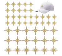 CRAFTYMELODY 80Pcs 2 Style Star Embroidered Patches Golden Polyester Eight Pointed Star Iron on Patches Solid Sew on Repair Badge Ornamental Cloth Applique for Clothes Jeans Shirt Bag Supplies