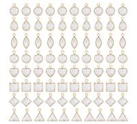CRAFTYMELODY 80Pcs Cubic Zirconia Charms 8 Styles Flat Round Heart Triangle Horse Eye Square Crystal Charm Pendants Golden Tone Crystal Pendants with Loops for Bracelet Necklace Jewelry Making Craft