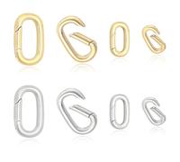 CRAFTYMELODY 8Pcs 2 Styles Oval Shaped Clasp Golden Platinum Jewelry Clasp Brass Spring Gate Rings Findings Metal Trigger Snap Hook Buckle Clasps Paper Clip Clasps for Key Chains Jewelry Making
