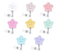 CRAFTYMELODY 8Pcs 8 Colors Star Badge Reels Star Retractable Badge Holder with Clip Adorable Stars ID Badges Reel Cute Nurse Name Tag Holders for Nursing Doctor Teacher Student Work Hospital Office