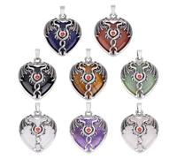 CRAFTYMELODY 8Pcs 8 Styles Crystal Dragon Charms Heart Gemstone Charms Gothic Dragon Love Charm Stone Metal Heart Shaped Double Dragons Inlay Design Charm for DIY Jewelry Making Findings