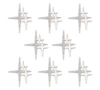 CRAFTYMELODY 8Pcs Cross Star Brooch Pin Platinum Lapel Pin 49x39mm Alloy Rhinestone Glitter Star Dress Clothing Accessory for Suit Sweater Cloth Backpack Badge Hat Women Men Jewelry Gift