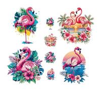 CRAFTYMELODY 8Pcs Flamingo Iron on Transfer 8 Style Tropical Animal Heat Transfer Vinyl Decal Sticker Ready to Press Applique for Clothes Bibs Hats Bags Backpack T-Shirts DIY Fabric Decor Craft