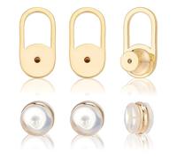 CRAFTYMELODY 8Pcs Golden Well Made U Shape Earring Lifter Backs Plus 8Pcs Silicon Earring Backs Heavy Earrings Locking Backings Replacements Large Ear Support Backers for Studs Backstop Droopy Ears