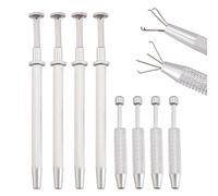 CRAFTYMELODY 8Pcs Piercing Ball Grabber Tool 2 Styles Metal 4-Claw Tweezers Piercing Assistant Pen Changing Tools Gem Tweezers Puncture Diamond Clamps for Jewelry Craft Small Parts Pickup