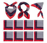 CRAFTYMELODY 8Pcs Sailor Scarf Square Stain Flight Attendant Neck Scarf Blue Red White Stripe Scarves Bandana Neck Gaiter UV Resistence Seamless Headwear Sunglasses Sailor Hat Boat Costume for Woman