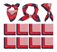 CRAFTYMELODY 8Pcs Sailor Scarf Square Stain Flight Attendant Neck Scarf Red White Stripe Scarves Bandana Neck Gaiter UV Resistence Seamless Headwear Sunglasses Sailor Hat Boat Costume for Woman