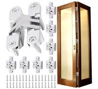 CRAFTYMELODY 8Pcs Stainless Steel Hidden Hinge Platinum Invisible Hinges for Cabinet 180 Degree Doors Hidden Cross Hinge with Screws Secret Door Hinge Concealed and Smooth Quiet Close