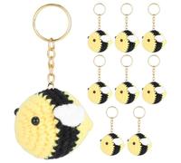 CRAFTYMELODY 8Pcs Wool Crochet Bees Keychain with Iron Key Rings Crochet Bee Keychain Funny Backpack Wallet Handmade Key Chains Purses Bag Hanging Decoration Accessories for Woman Gift