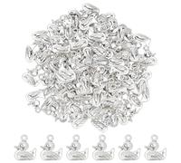 CRAFTYMELODY 90Pcs Duck Charms Tibetan Style Alloy Pendants Animal Charms Bulk Mini Metal Pendant Finding for Earrings Necklace Bracelet Jewelry Making DIY Crafts Supplies Antique Silver