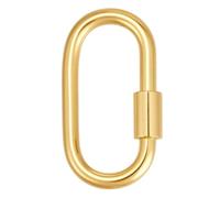 CRAFTYMELODY 925 Sterling Silver Screw Locking Carabiners Gold Oval Carabiner Link Lock Jump Ring Secure Clasp with 1Pc Polishing Cloth for Keychain Bracelets Necklaces Jewelry Making DIY Crafts