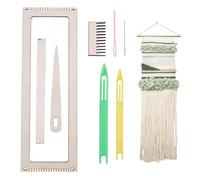 CRAFTYMELODY 9Pcs Wood Weaving Loom Kit Rectangle Small Weavings Looms Kit Wooden Woven Braiding Disk Macrame Board Kumihimo Beading Cord Disk Blanched Almond for Adult Home Weaving Projects