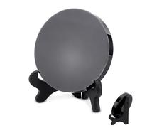 CRAFTYMELODY Black Obsidian Scrying Mirror Flat Round Display Decorations with Wooden Stand Base for Meditation Witchcraft Divination Halloween Spiritual Decor Supplies Ornament for Living Room