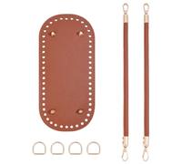 CRAFTYMELODY Crochet Bag Making Kit Includes 1Pcs Brown Oval Bag Bases Knitting Crochets Bottom Base Pad 4Pcs Iron D Rings 2Pcs PU Leather Round Rope Bags Handles for DIY Bags Purse Craft Making