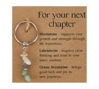 CRAFTYMELODY Crystal Keychain Retirement Gifts Moonstone For your Next Chapter Keychain with Card for Farewell Going Away Leaving Housewarming New Job Cowork Friend Teacher Gift