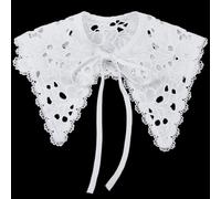 CRAFTYMELODY Detachable False Collar White Lace Cape Collar Polyester Embroidery Neck Ruff Edge Mini Cape Dickey Jabot Neckline Trim Vintage DIY Garment Costume Accessories for Women