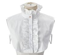 CRAFTYMELODY Detachable Faux Collar White Polyester Half Shirt False Dickey Collar Ruffles Jacquard Inserts Hollow Out High Neck Victoria Faux Neck DIY Garment Costume Accessories For Woman