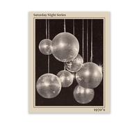 CRAFTYMELODY Disco Ball Wall Art Prints Black and White Poster Wall Decor Street Art Home Artworks for Library Gallery Living Dining Room Bedroom Bathroom Home Decoration 11x13.8 Inch Unframed