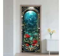 CRAFTYMELODY Door Sticker Peel Stick Removable Self Adhesive Door Mural Decal Vinyl PVC Waterproof Door Cover Wallpaper for Home Office Shop Decoration 31.48×78.74 Inch Marine Life Ocean Theme