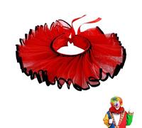 CRAFTYMELODY Elizabethan Clown Neck Ruffle Collar White Ruffled Detachable Collar Vintage Noble Pleated Collars Neckline Trim Victorian Costume DIY Garment Renaissance Accessories for Women Red