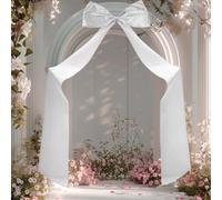 CRAFTYMELODY Giant Bow Decoration Polyester Big Bowknot Decor with Long Streamers 77x17 Inch Ornament Accessories for Wedding Venue Party Bridal Room Decoration Backdrop Supplies White