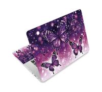 CRAFTYMELODY Laptop Skin Sticker Decal PVC Vinyl Quote Sticker Notebook PC Protector Waterproof Scratch Resistant Laptop Skin for 12.1 13 13.3 13.6 14 15 15.3 16 Inch Purple Butterfly